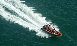 3 Hour Coastal Cruise — aerial view of the boat at sea